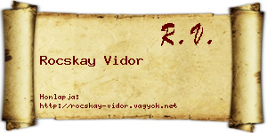 Rocskay Vidor névjegykártya